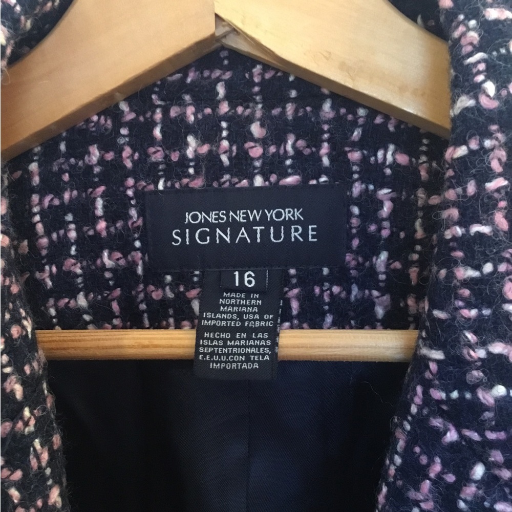 Jones New York Pink and Black Tweed Blazer Jacket - Picture 2 of 5